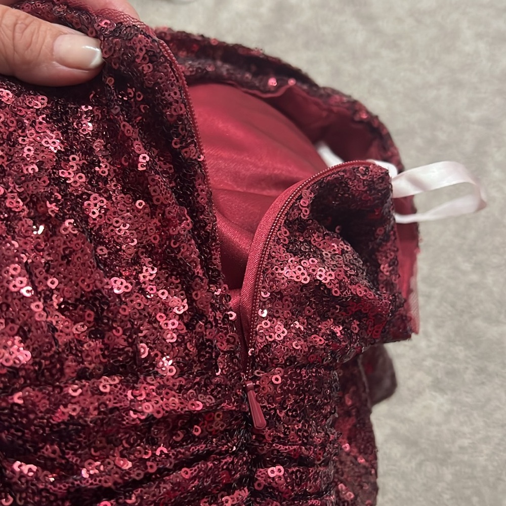 Revelry Red long deep evening dress One Shoulder SequiGown for Weddings zs 22 - Picture 16 of 16